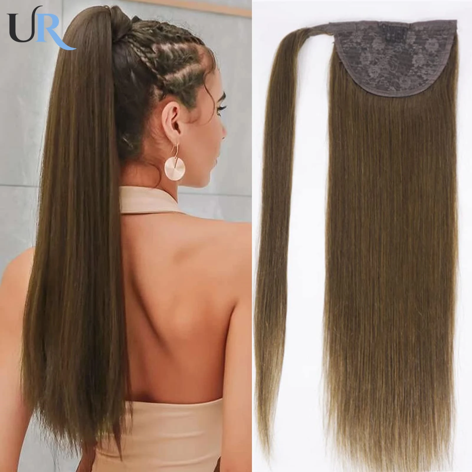 Human Hair Ponytail Extensions Wrap Around Hairpieces For Women Clip in Remy Hair Extensions Natural Straight Hair Ponytail