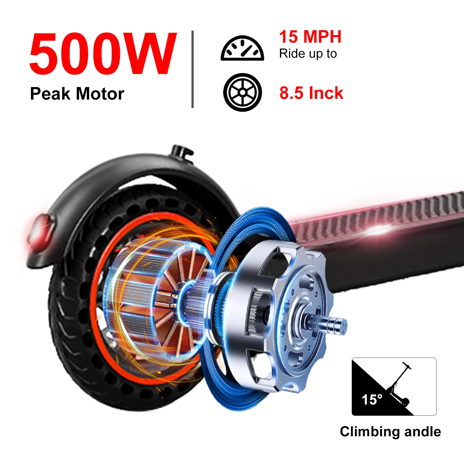 350W 10.4Ah 15.6MPH Folding Adults Electric Scooter  Foldable Long Range Solid Tyre Lightweight Smart App Folding Kick  US Stock