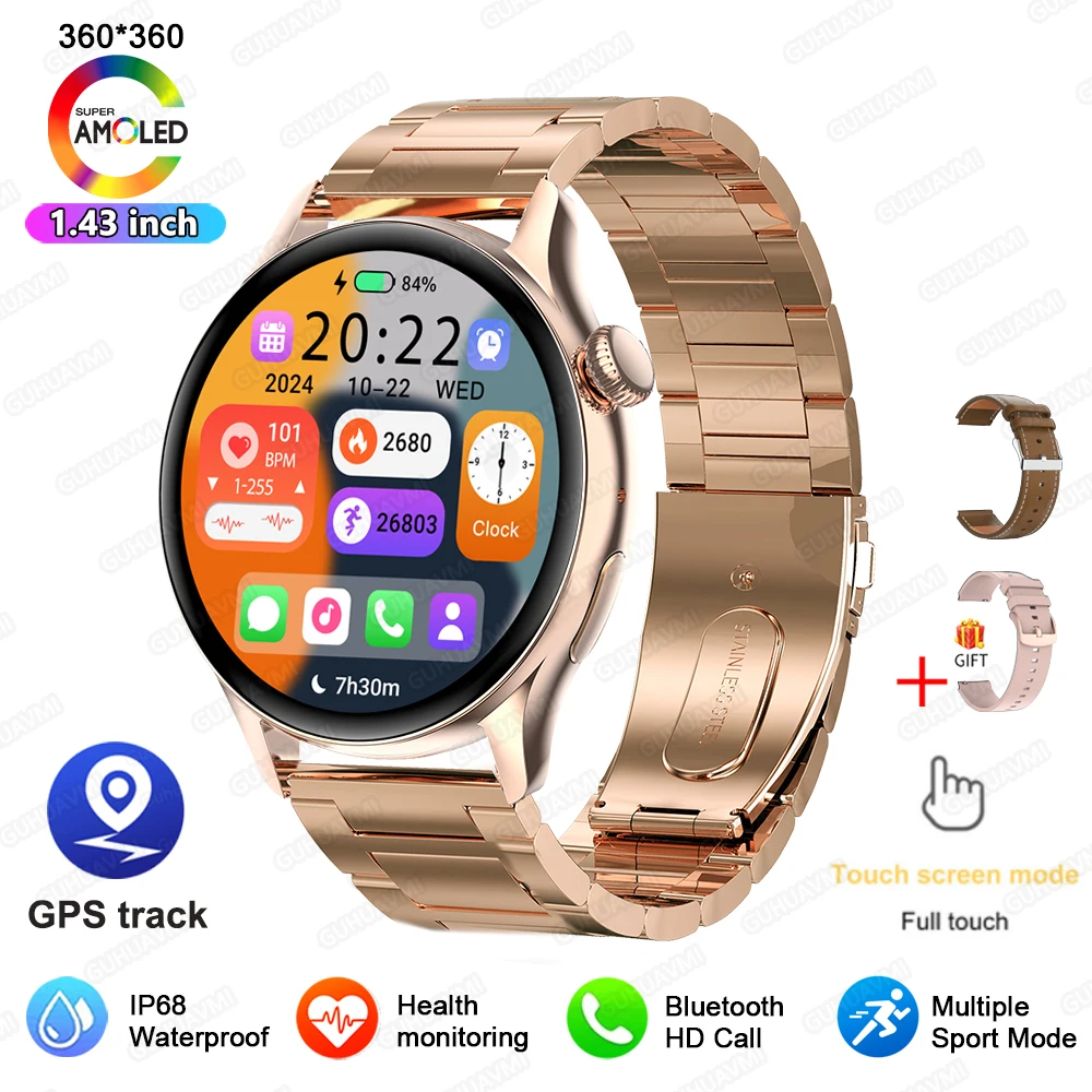 2026 Nieuwe Smartwatch Dames 1.43" Ultradun AMOLED HD Scherm Sport Fitness Armband Aangepaste Wijzerplaat Spraakoproep Dames Smartwatch
