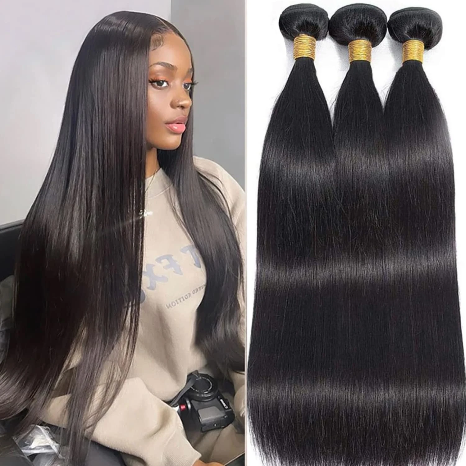 스트레이트 번들 인간 모발 12A 인간 모발 1 3 번들 스트레이트 헤어 브라질 버진 100% 인간 모발 연장 천연 색상