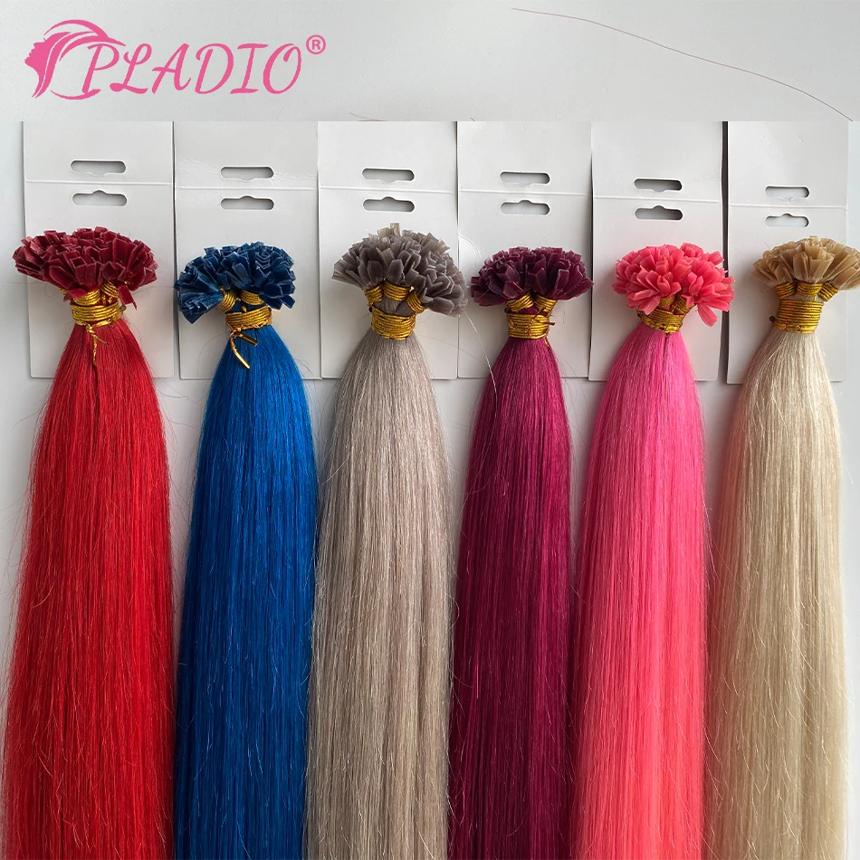 PLADIO V Tip Hair Extensions Human Hair 12\