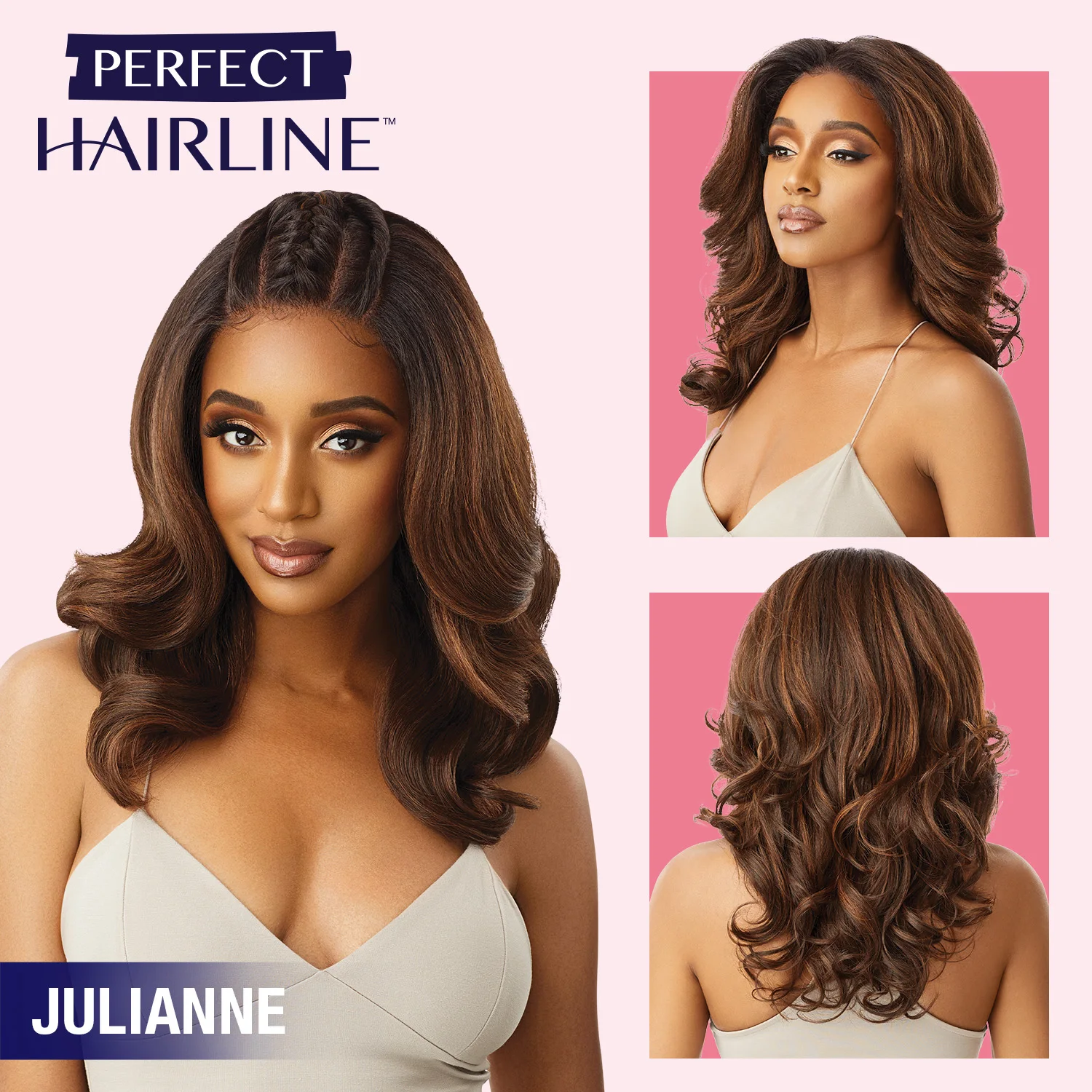 Outre Perfect Hairline Glueless Lace Front Synthetic Wig Fully Hand-Tied 13X6 Lace Wig Julianne - Loose Wave Style, Natural