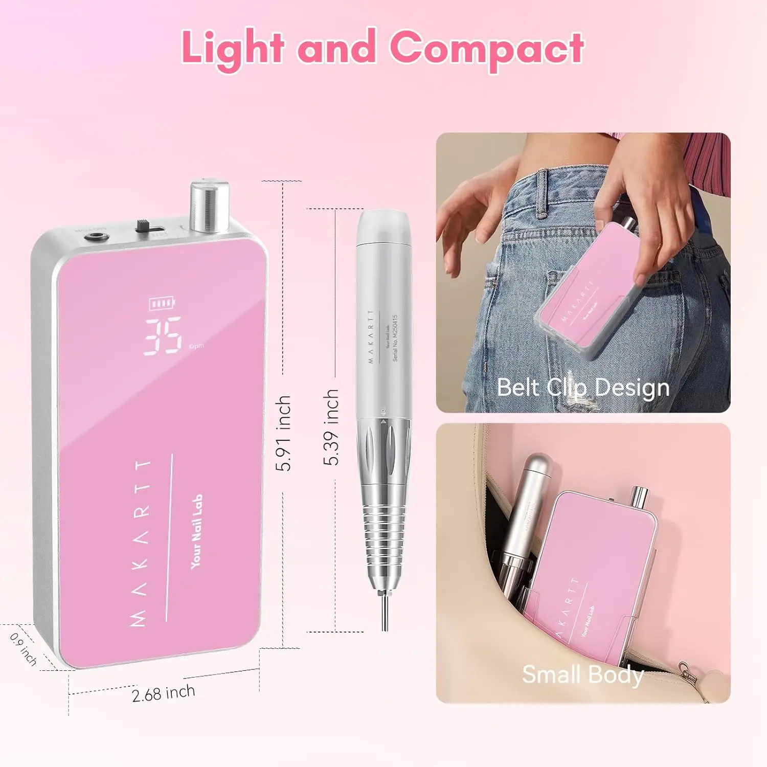 Professionele Nail Boor, Nouvella 35000Rpm Elektrische Nagelvijl Machine Met Coreless Motor Oplaadbare Efile Voor Nagels Gel