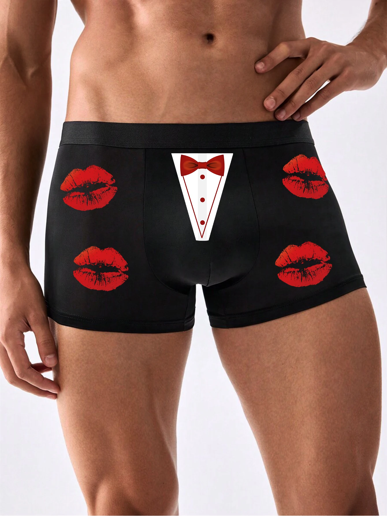 Men Boxer Briefs with Kisses Prints Funny Gift Idea for Men Dad Breathable Boxer Short Underpanty S M L XL XXL