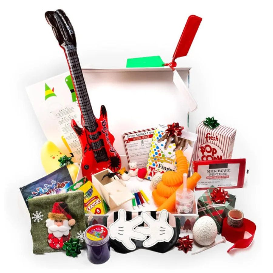 

Christmas Elf on Shelf Activity Advent Calendar, 24-Day Holiday Countdown Kit with Daily Props, Crafts, Games for Family Fun