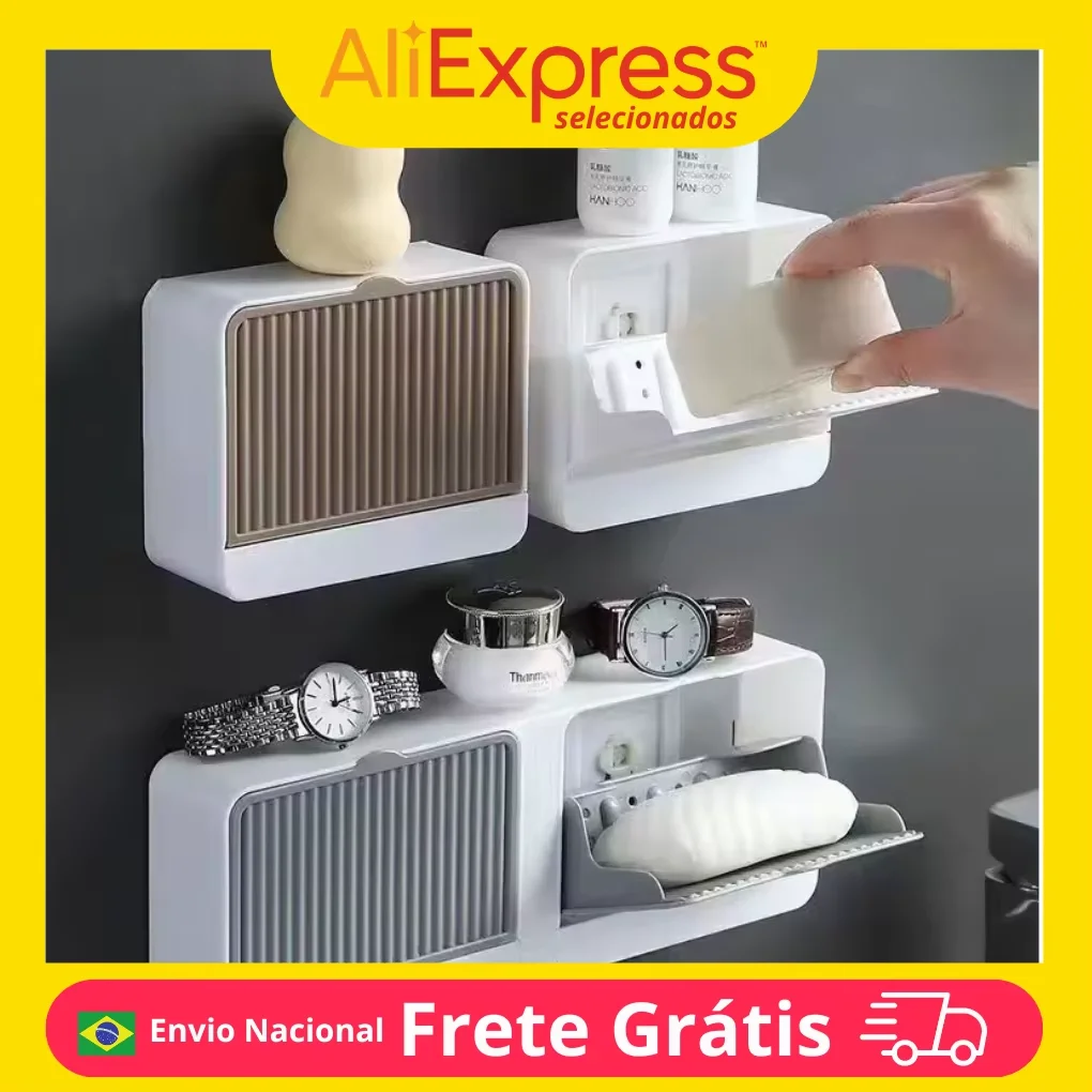 Wall Mounted Creative Soap Box with Lid Grates With Soap Drainage Rack Soap Holder Bathroom For Home