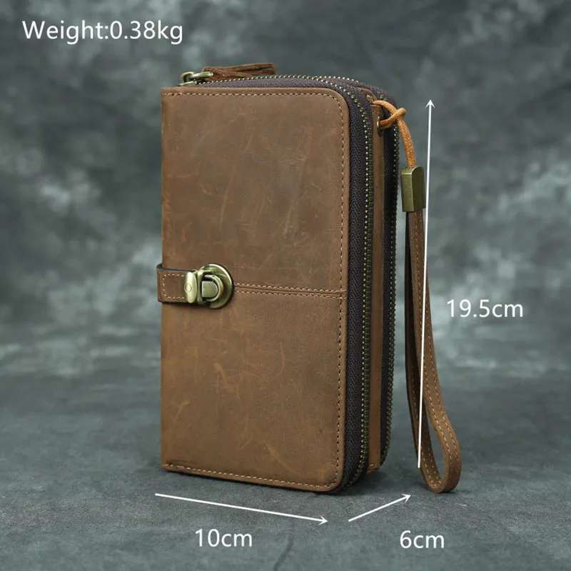 Men Clutch Bags Large Capacity Male Wallets Genuine Leather Long Purse Man Phone Bag Card Holder Wallet Clip