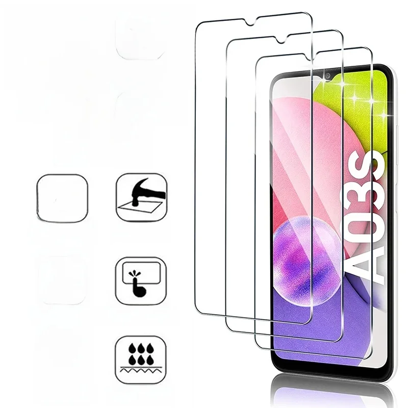 3 pièces verre trempé pour Samsung Galaxy A02 A22 4G A32 5G A72 protecteur d'écran sur Samsung A03 A23 A33 A53 A04 A14 A24 A15 verre