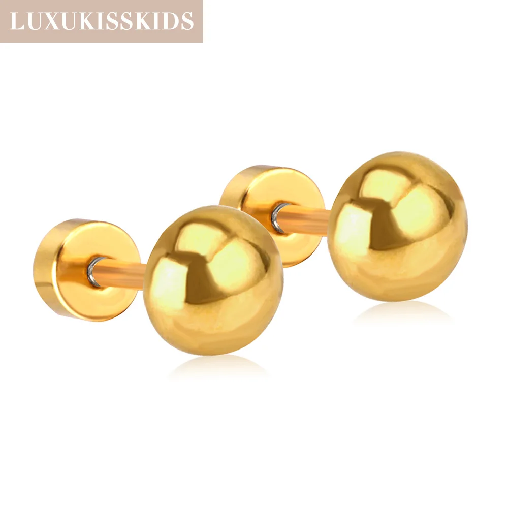 LUXUKISSKIDS Fashion Semicircle Stud Earrings For Women/Men Stainless Steel 4/6/8MM Gold/Silver Color Beads Ear Piercing Jewelry
