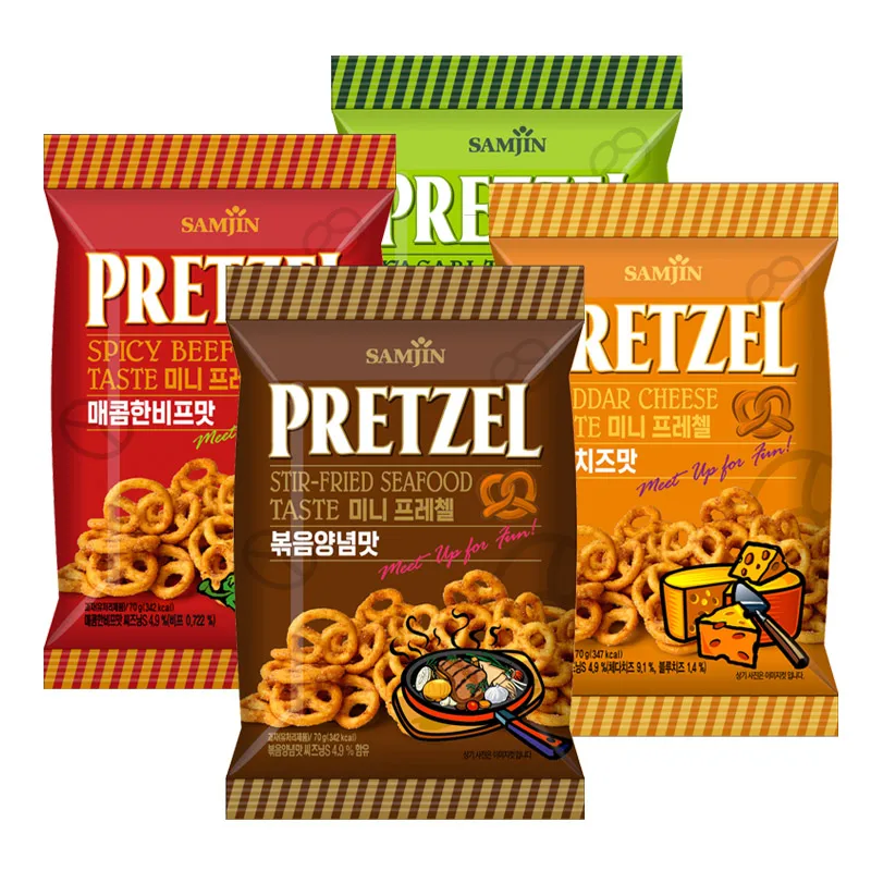 Mini pretzel 70g 5 bags / Stir-fried seasoning taste / spicy beef taste / cheddar cheese taste / wasabi taste taste