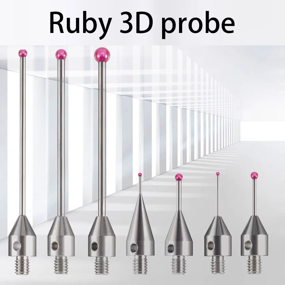 Tridimensional Tungstênio Aço Ruby Probe, CNC Machine Tool, Especial Thread Stylus, M4