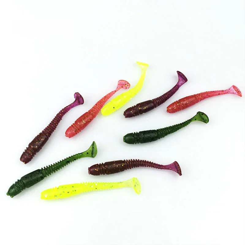 16 SZTUK Miękki silikonowy robak Gumowy ogon T Sztuczna fałszywa przynęta do przynęty wędkarskiej Takcle 50mm 1g Shad Wobbler Salt Smell — zdjęcie 2