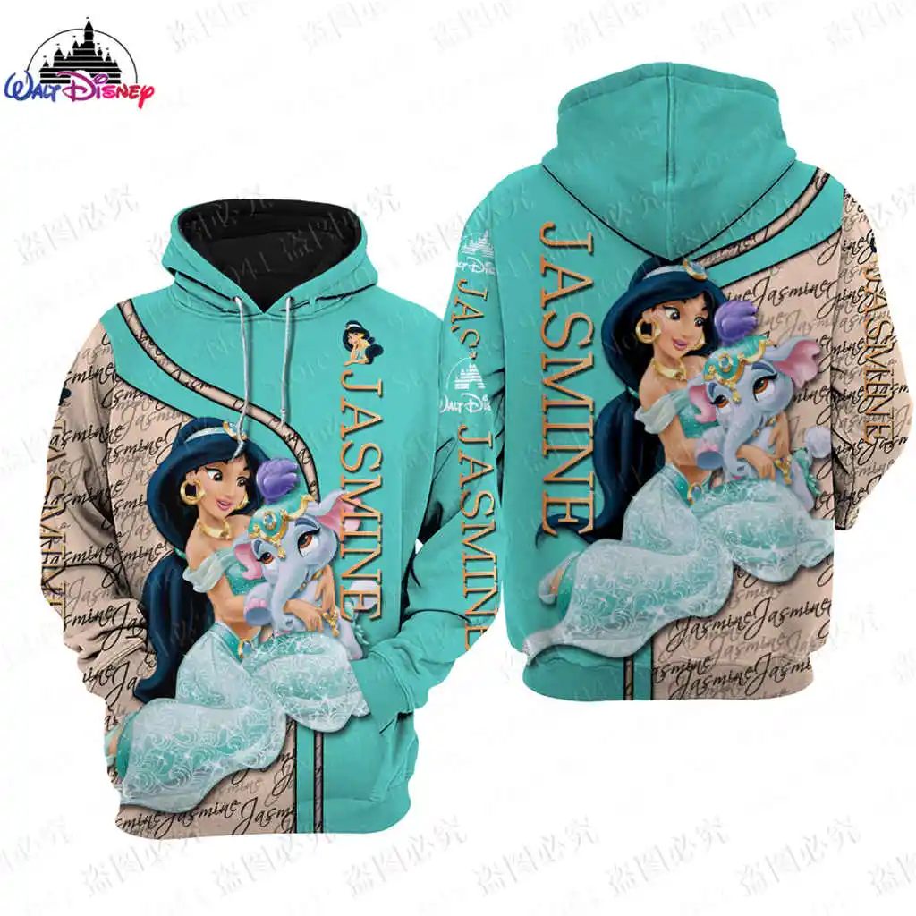 jasmine princess cartoon disney men women 3D Print High quality Fleece Zipper/ Hoodies parent-child clothing Pullover Tops