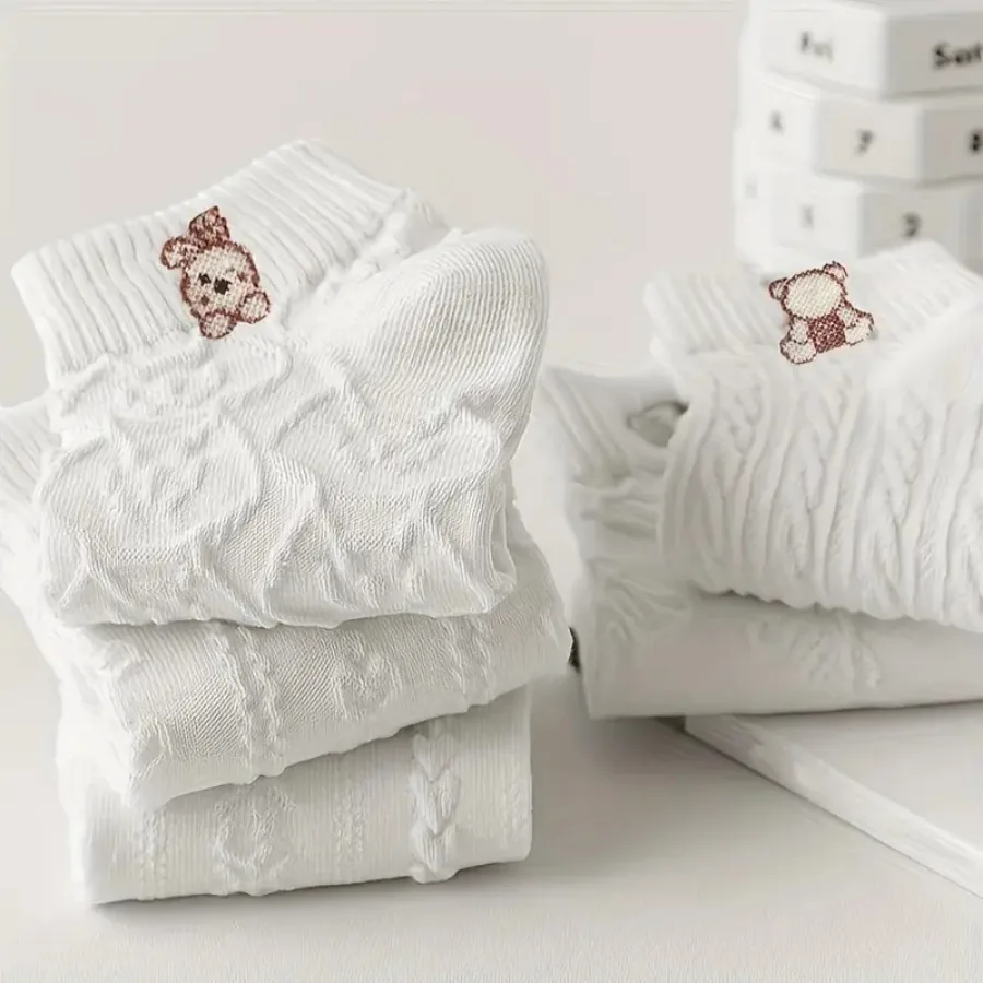 10 pares de meias brancas de coelho nuvem, macias e adequadas para a pele com alta elasticidade, adequadas para uso casual de outono e inverno