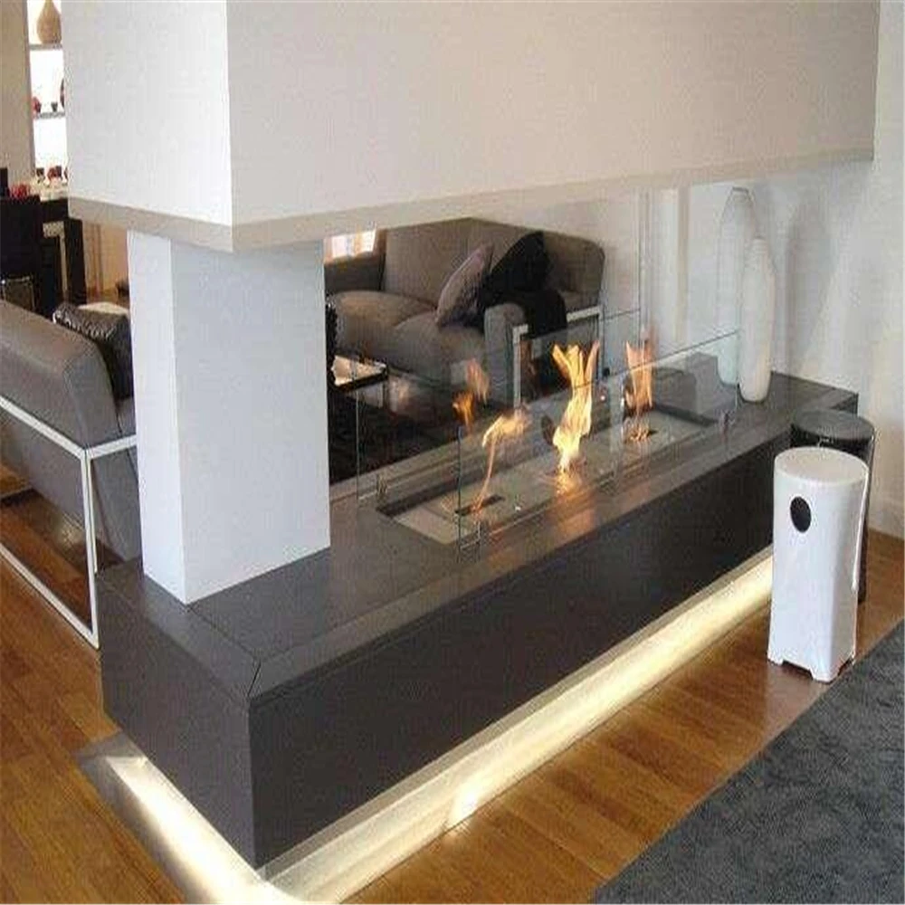 tuya wifi bio kamin  rectangular stainless steel bioethanol burner smart ethanol fireplace electric indoor flame fire insert