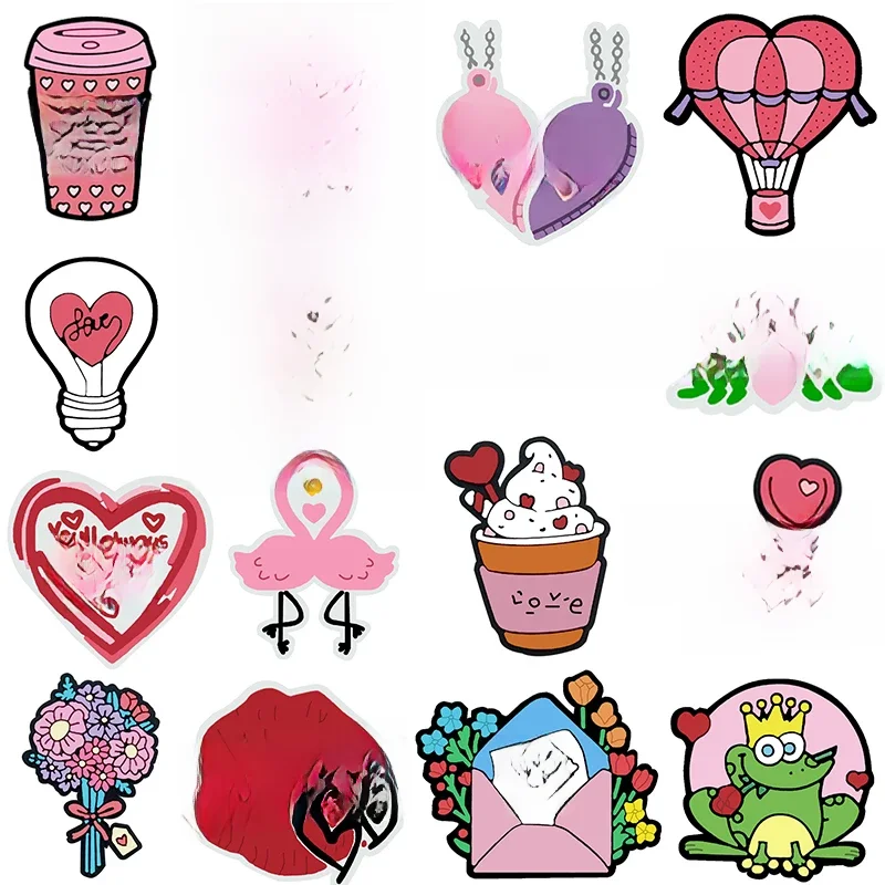 Vente 1 pièces mignon rose amour chaussure breloques broche pour Crocs accessoires bricolage chaussure bracelet décoration filles femmes fête cadeaux de noël