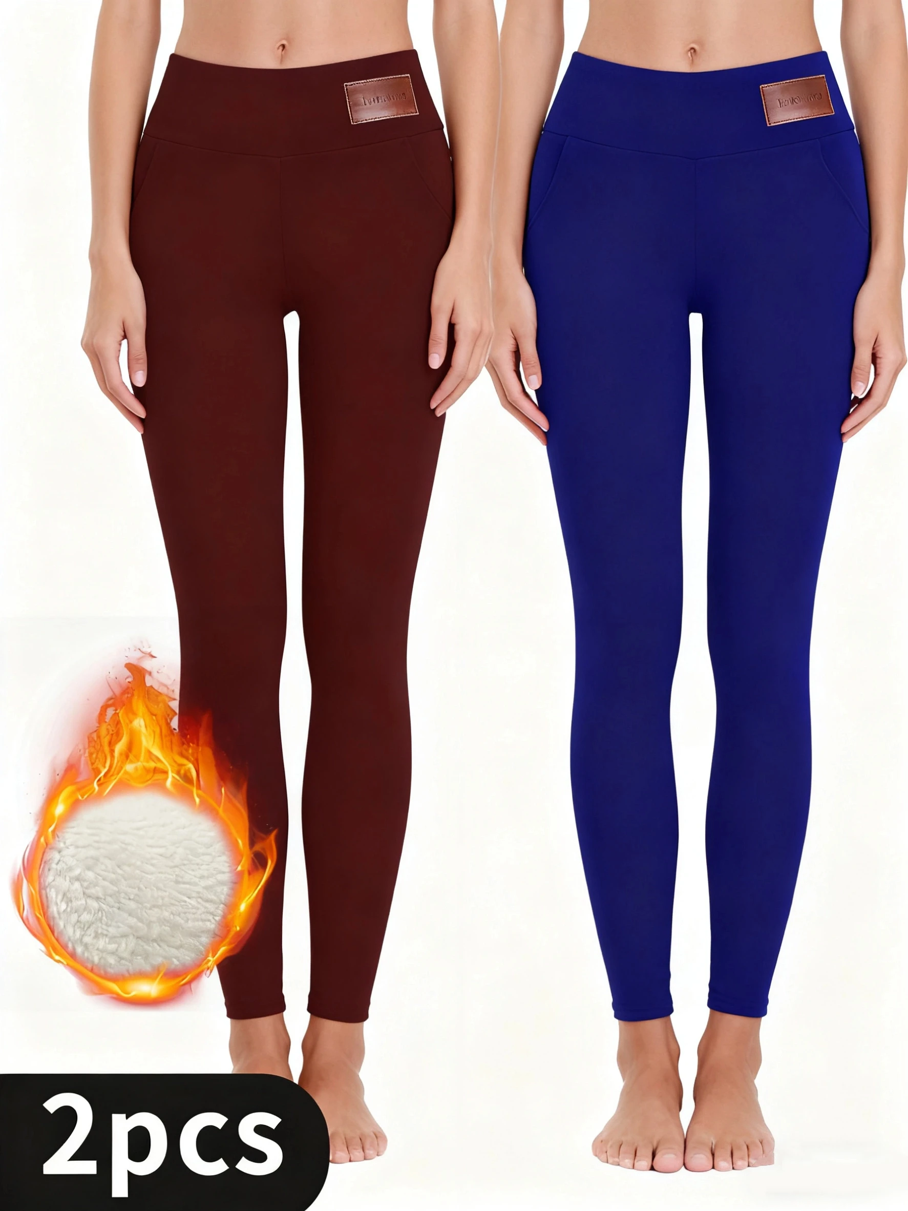 

Two pcs High Stretch Warm Leggings For Workout And Fitness Tights, Suitable for Exercise, Sports, Running and Fitness.