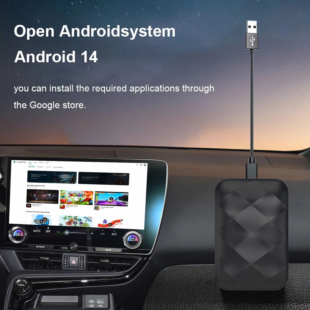 3IN1 Android14 Wireless Carplay Android Auto 2025 NewAdapter Upgrade Plug&Play For Youtube Netflix Dongle Wireless Car AI TV BOX