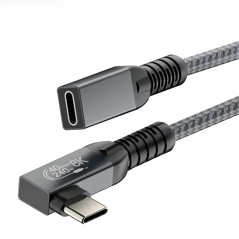 90-stopniowy przedłużacz Thunderbolt 4 USB C 40 Gb/s 8K@60 Hz Kabel USB4 typu C do transmisji danych PD 240 W Przedłużacz USB-C Kabel ładujący 0,2 m — zdjęcie produktu 7