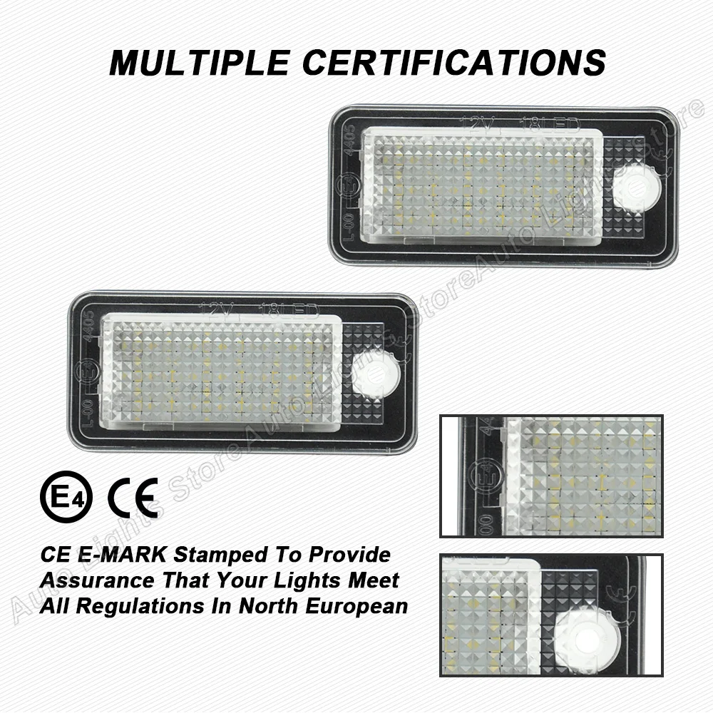 Luces de matrícula LED Canbus, xenón blanco, sin Error, para Audi A3, A4, B7, B6, S3, A5, A6, A8, Q7, RS4 Avant, 2 uds.