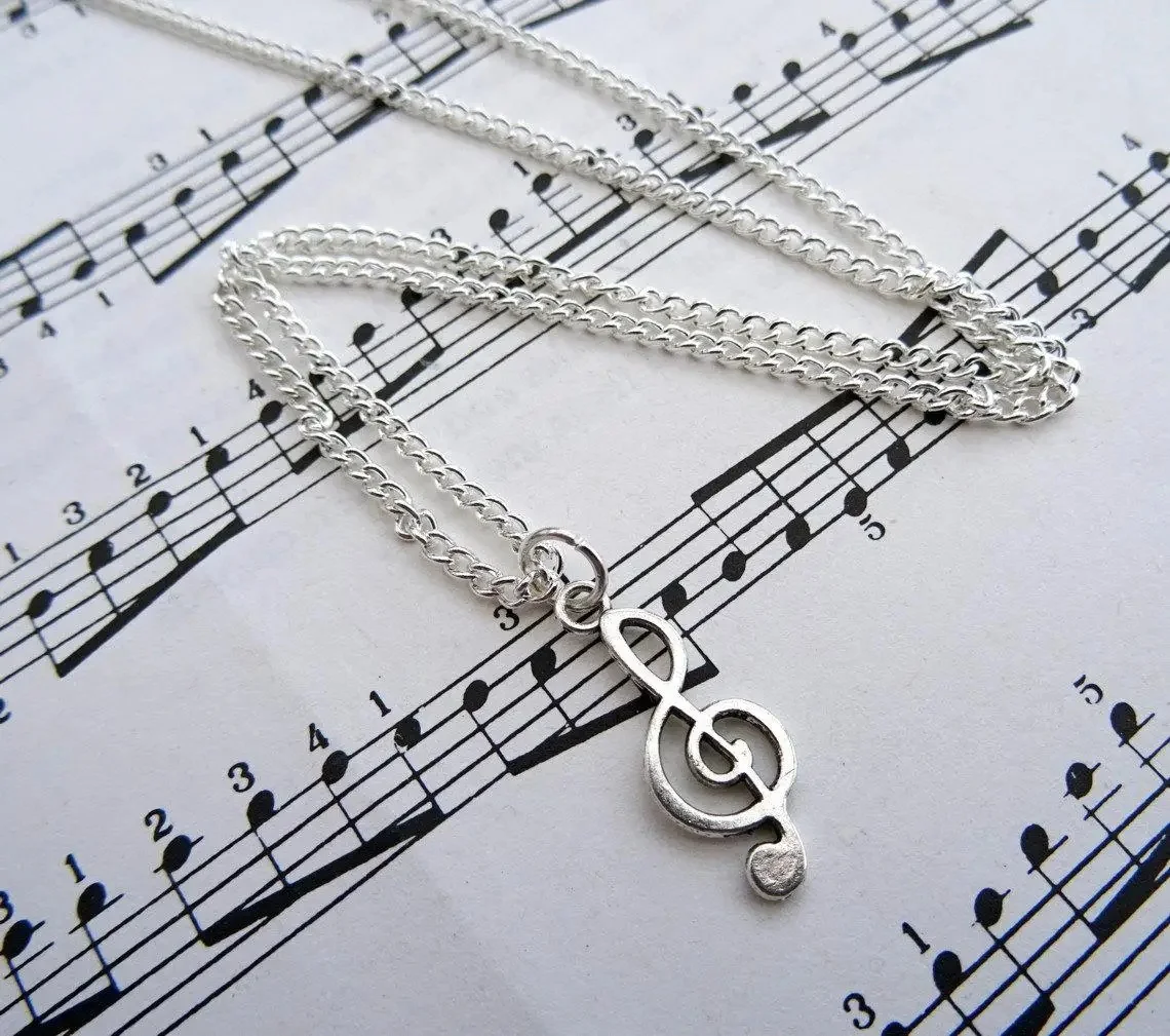 Collier Triple Aléf, breloque note de musique, bijoux de chanteur et de musicien