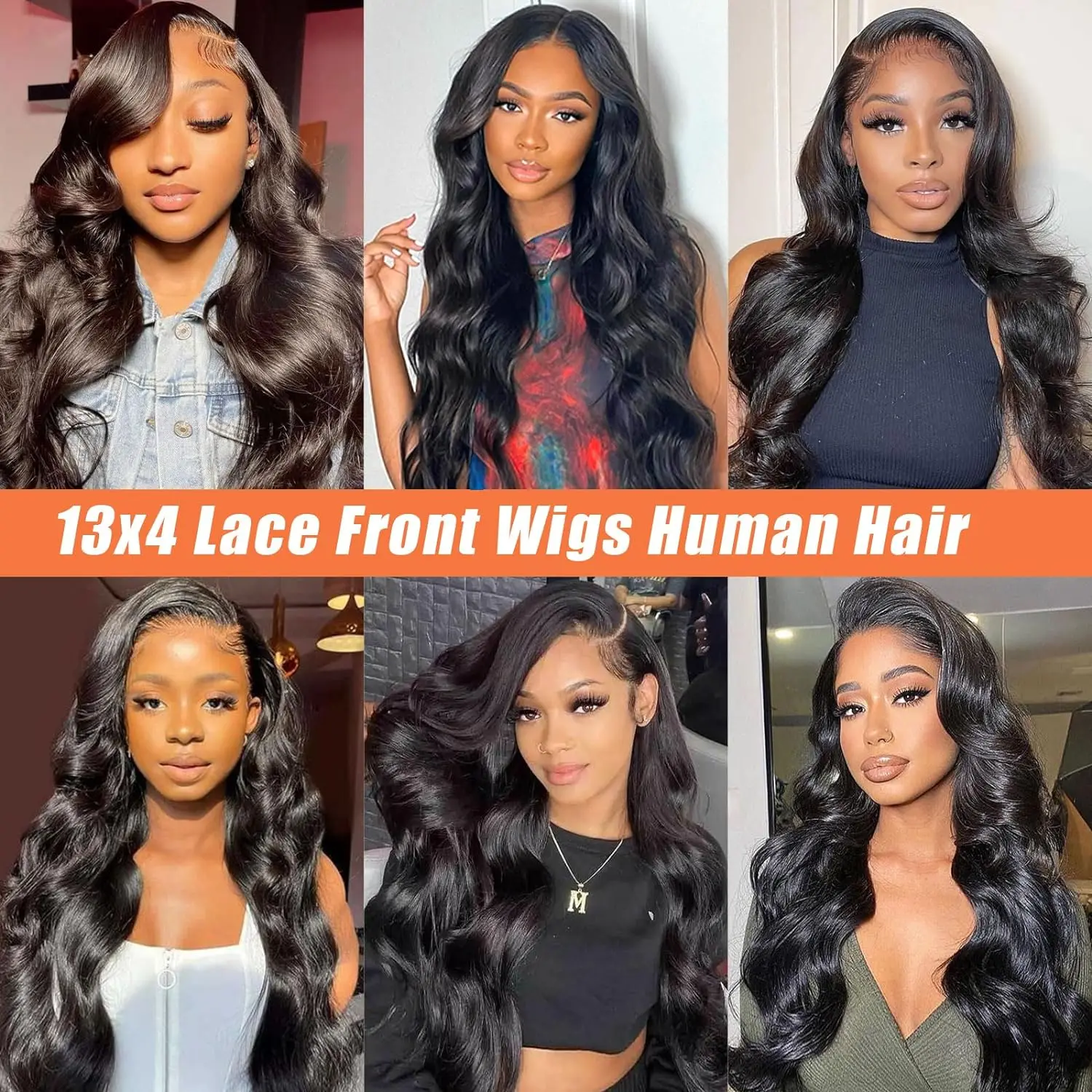 Wig Rambut Asli 13x4 Body Wave Lace Front Pre Plucked 200 Density Glueless untuk Wanita, Wig Frontal HD 42 Inch