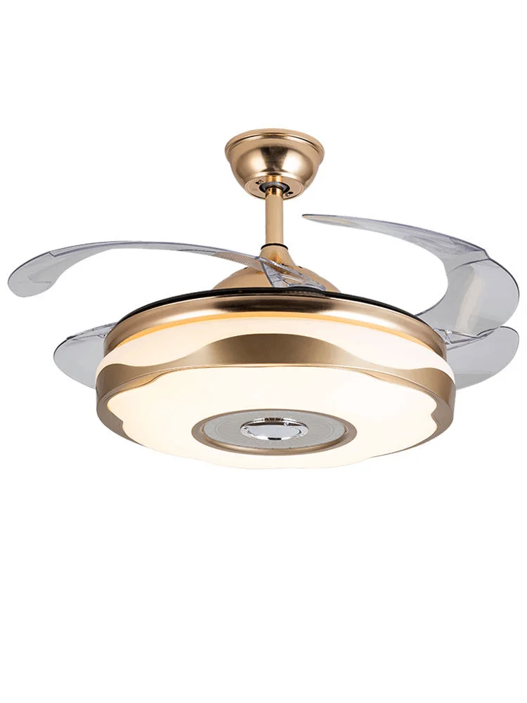 Music Bluetooth Ceiling Fans With Light Remote Control APP RGB Color Light Fans 110V 220V Invisible 42 Inch Gold Fan Lamp
