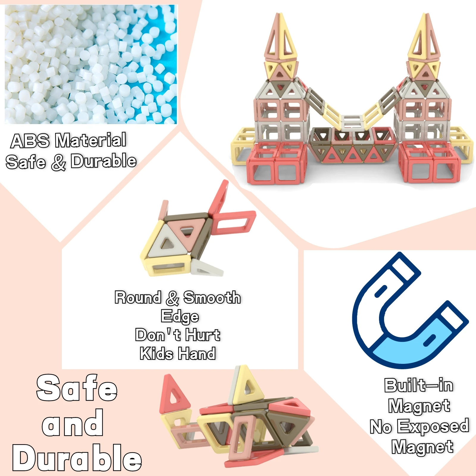 حجم صغير 160 قطعة كتل مغناطيسية للبلاط المغناطيسي لمدة 3 4 5 6 7 8 سنة بنين بنات تعلم ألعاب الجذعية التعليمية