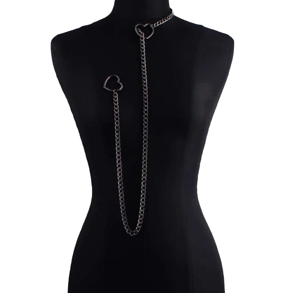 Herzförmige Kettenhalskette für Frauen, Punk-Rock-Liebeskette, Choker-Halskette, Paar-Schmuck, Geschenk-Accessoires