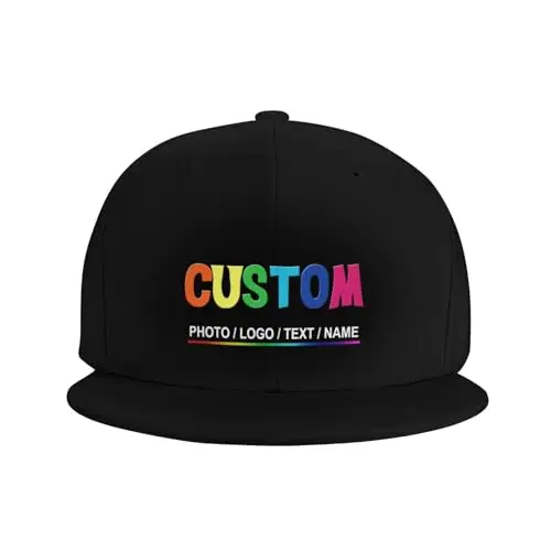 Custom Snapback Hats for Men Personalized Hip Hop Flat Snapback Caps Customized Adjustable Baseball Cap Add Your Own Text view 2