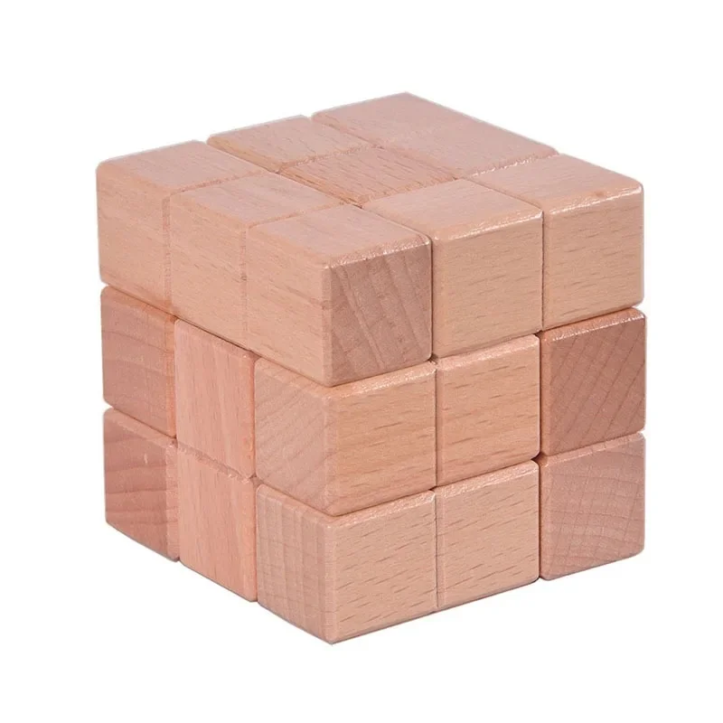 Casse Tete 3D drewniana kostka Puzzle IQ trening logiczny łamigłówka łamigłówki Rompecabezas zabawki edukacyjne Montessori — zdjęcie 2