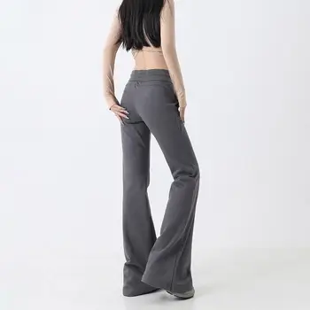 Y2K Flared Sweatpants 6 Y2k Hottie Low Waist Pants Women's Sweatpants Solid Casual Vintage Sports Yoga Female Streetwear Flared Floor Pants And Trousers 6