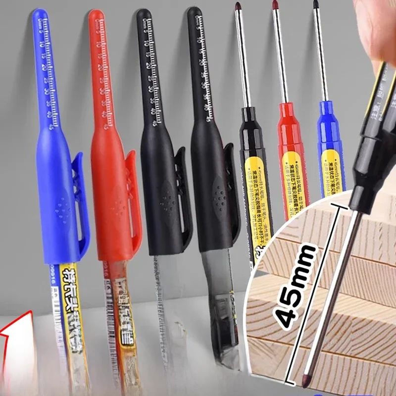 Deep Hole Long Nib Head Markers, Carpintaria Marcador Colorido, Broca Multifuncional, Escritor