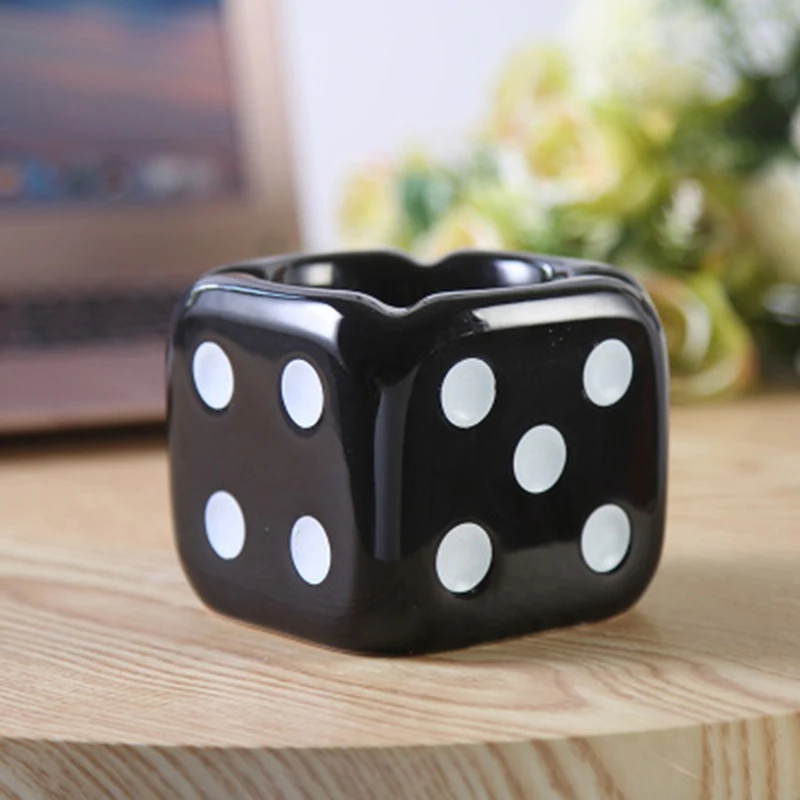 1PC Creative Ceramic Cigarette Ashtray Dice Shaped  Ash Tray Desk Accessories for Home Office Weed Smoker Gift