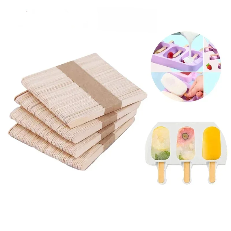 50/100pcs Bâtons de Popsicle Pure En Bois Naturel En Bois Pop Main Artisanat Art Bâtons de Crème Glacée Popsicle Accessoires Dropshipping