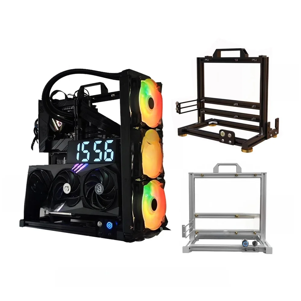 ITX MATX ATX Szafka dla graczy, obudowa komputera stacjonarnego MOD Stojak z otwartą ramą, chłodnica wodna Obudowa do gier komputerowych Pionowa osobowość DIY — zdjęcie produktu 7