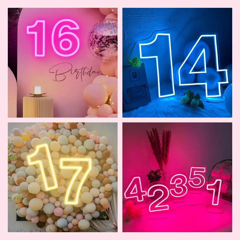 Alphabet Number LED Night Light Letter Neon Sign Custom Wedding Birthday Party Home Aesthetic Room Wall Art Decor Creative Gift