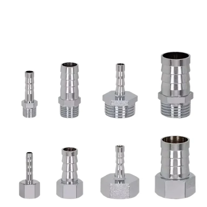 Rechte 1/8 "1/4" 3/8 "1/2" BSP Man Vrouw 4 6 8 10 12 14 16 19 25mm Slangpilaar Staart Verchroomd Messing Pijp Connector - afbeelding 2