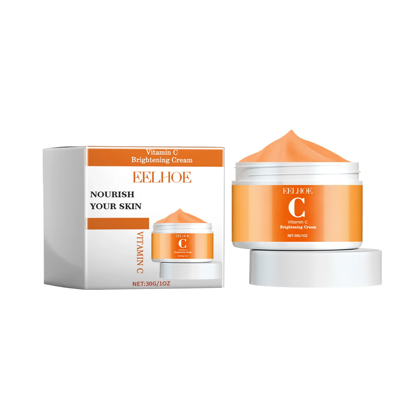 EELHOE Vitamin C Brightening Face Cream Nouish Facial Contours Repair Damaged Skin Hyaluronic Acid Soften Skin Smoothing Cream