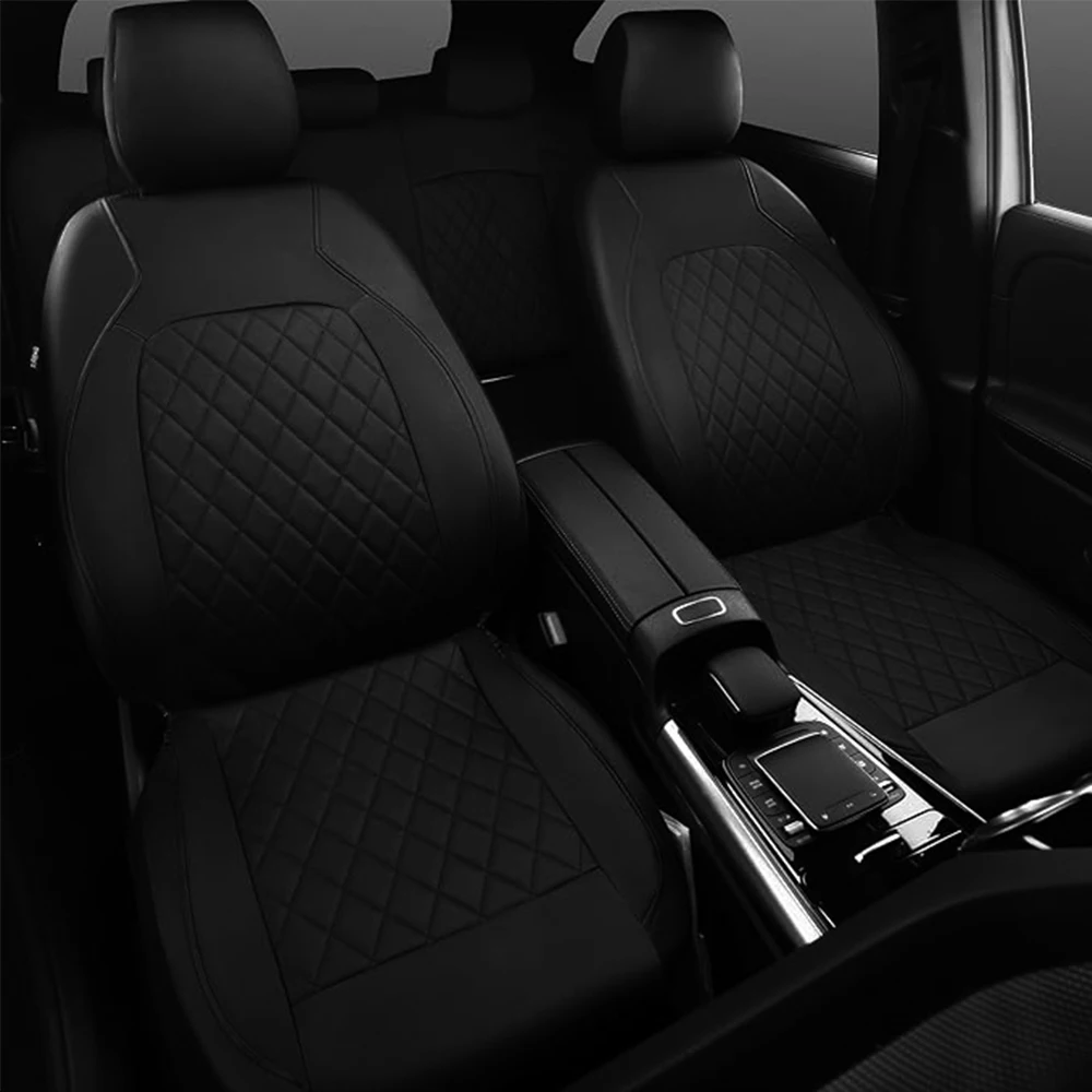 9-teiliges Autositzbezüge-Set, PU-Leder-Sitzschutzbezüge, Komplettset in Universalgröße für vorne und hinten, inklusive Kopfstützenbezügen für die meisten Autos, LKWs, Vans und SUVs. – Detail 3