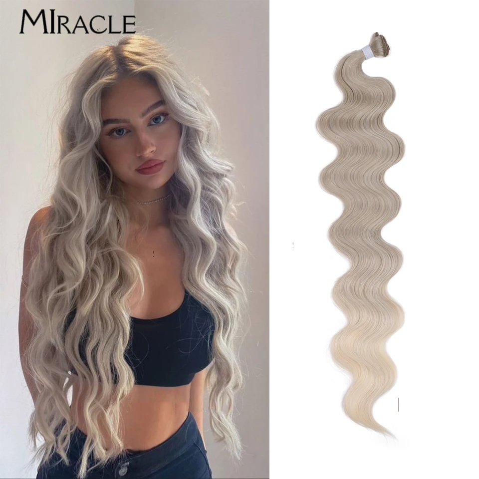 MIRACLE 30 Inch Synthetic Hair Bundles Soft Long Body Wave Hair Extensions for Women Fake Hair Weaving Hair Pieces Cosplay Daily