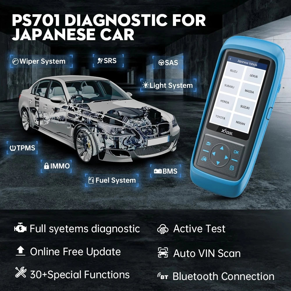 XTOOL PS701PRO All System Diagnostic Tools for Toyota for Nissan for Japanese Obd2 Scanner Bi-directional Lifetime Free Update