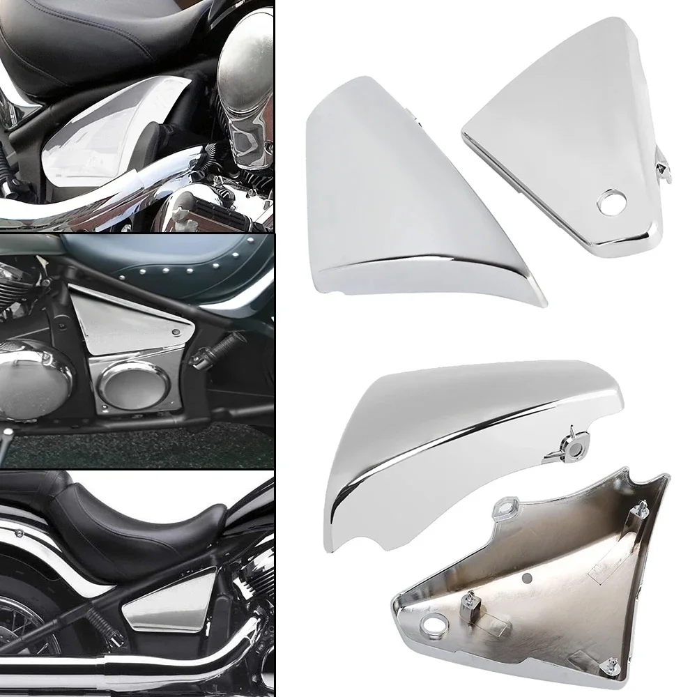 Motocykl Chrome lewa prawa strona akumulatora osłony owiewki tworzywo ABS dla Kawasaki Vulcan VN900 Classic Custom 2006-2020 — zdjęcie 2