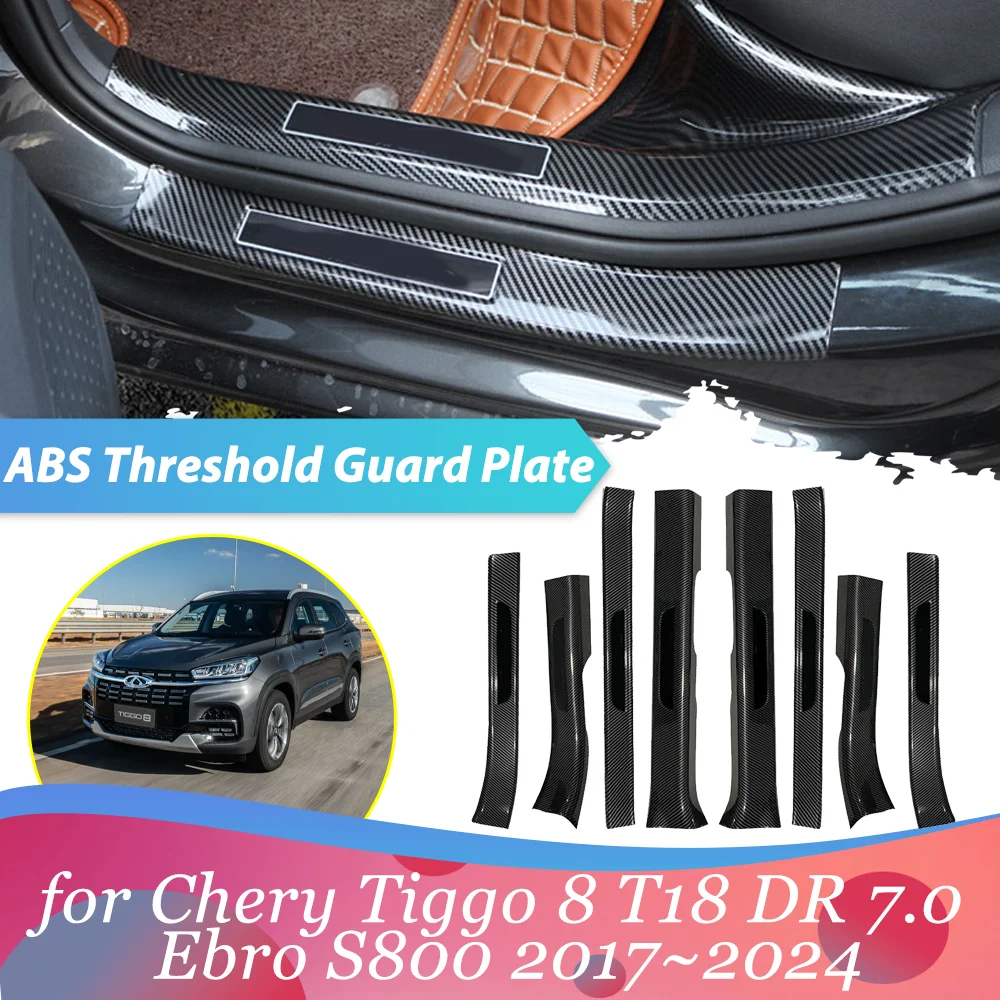 Pédale de bienvenue ABS pour voiture, seuil de seuil de porte, plaque de protection, autocollant, accessoires pour Chery Tiggo 8 T18 DR 7.0 Ebro S800 2017 ~ 2024 2018 2019 2020 2021 2022 2023