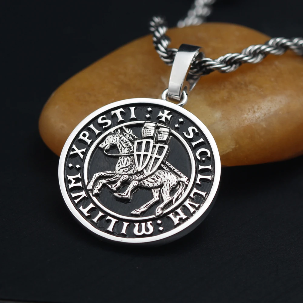 TILLFO Knights Templar Commandery Sigillum Militum Xpisti 925 Sterling Silver Necklace Pendant