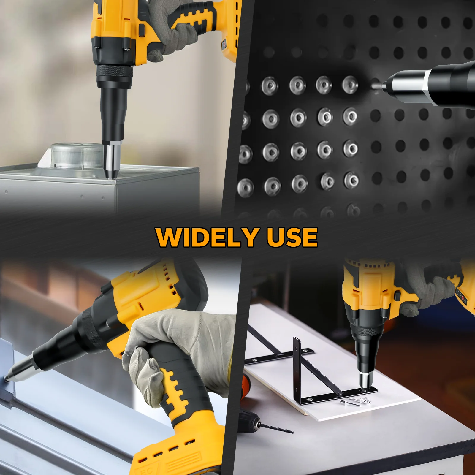 Brushless Electric Rivet Gun 2.4mm-4.8mm Automatic Riveter Rivet Hand Tool with LED Light for Dewalt 20V Battery (No Battery)