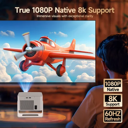Imagen 2 del producto Proyector Magcubic Android 14 900ANSI enfoque automático nativo 1080P soporte 8K con Wifi6 BT5.4 2 + 16G película portátil al aire libre HY350Max