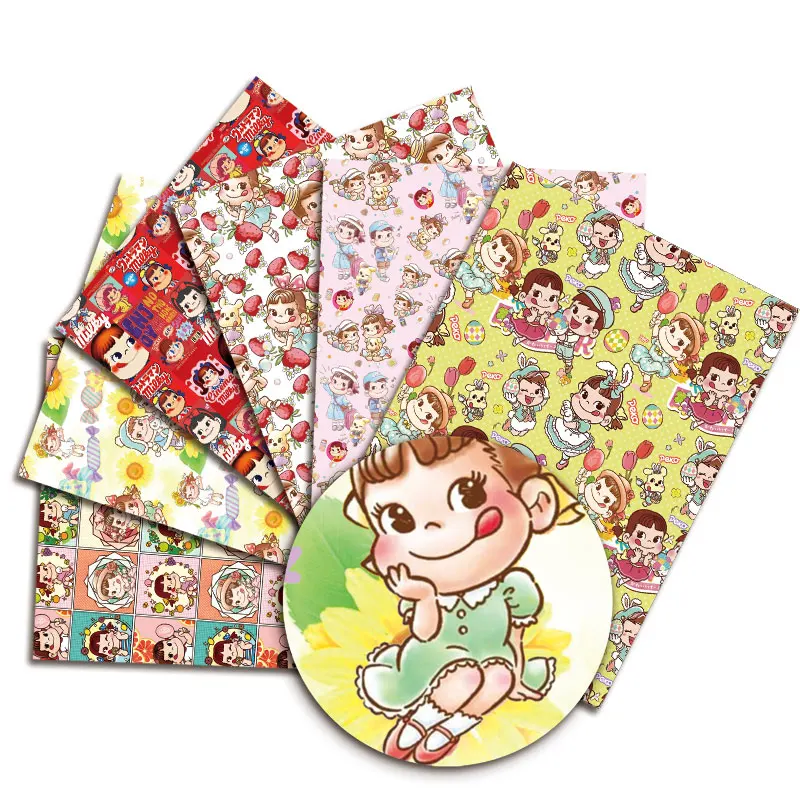 Cartoon Childhood Characters 50x140cm DIY Girls Lollipop Poly Cotton Patch Napkins Kids Textile Sewing Doll Dress Curtains