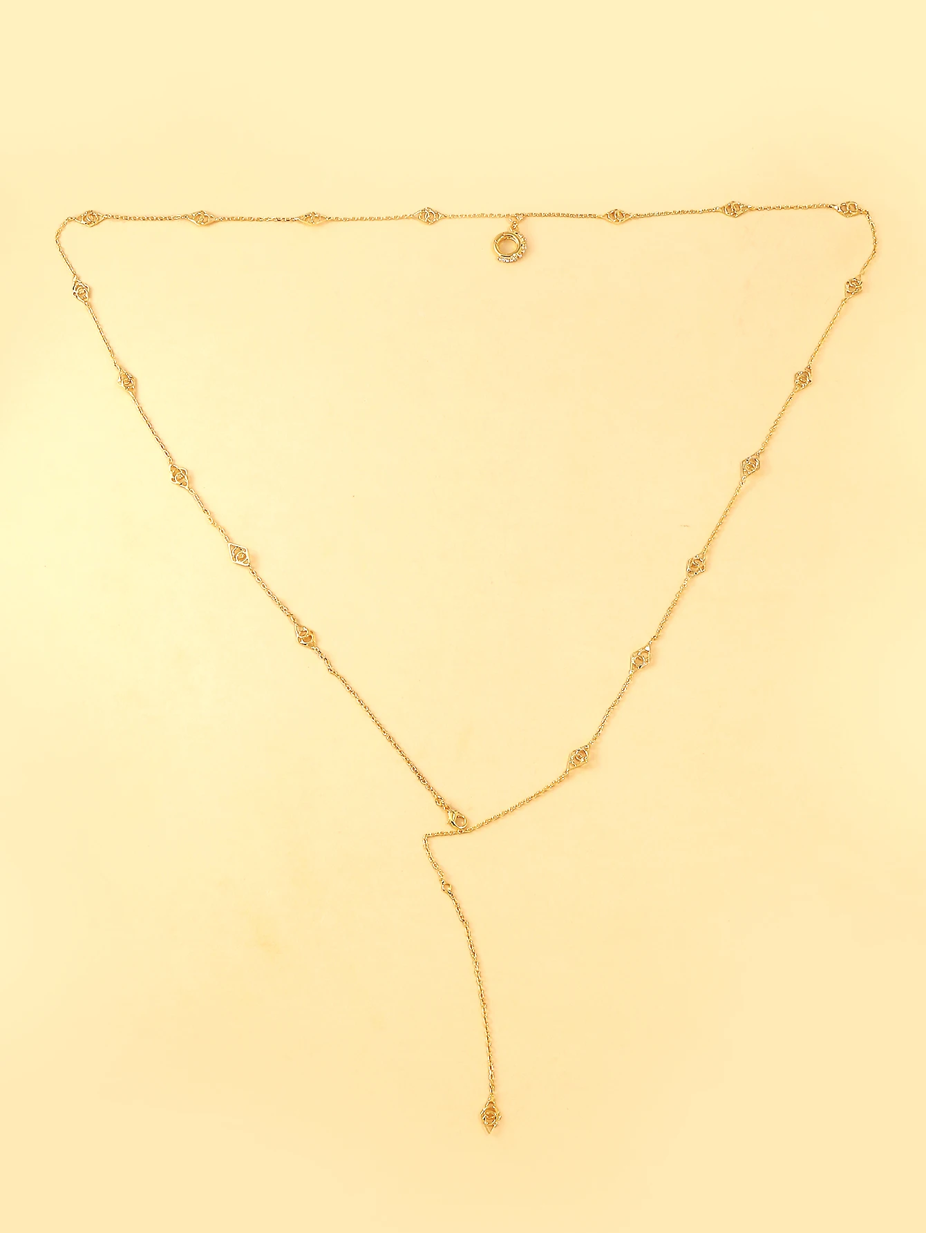 StoneFans Fashion Trend Circle Rhinestone Metal Chain Body Chain Diamond Loop Women's Premium Design Beach Vacation Accessories