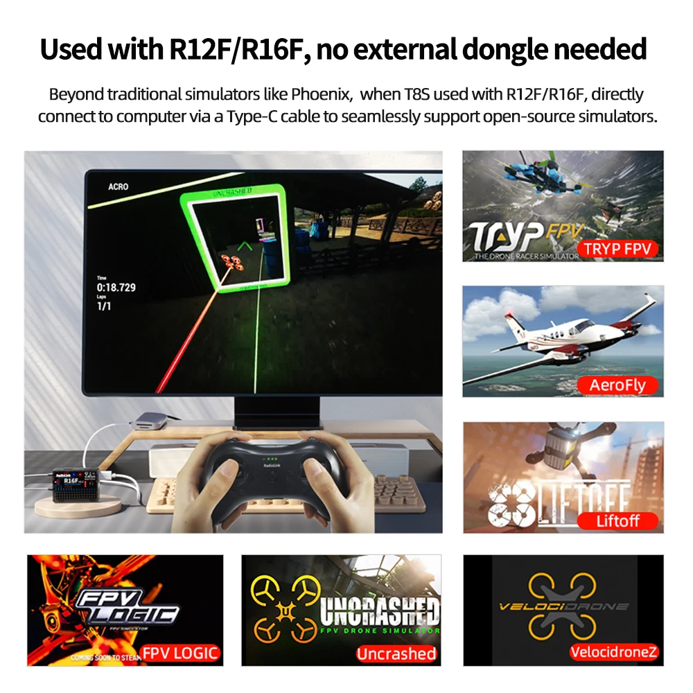 Radiolink T8S 2.4G 8 Channel Radio Remote Transmitter with Receiver R8EF Game Shape Controller 2000m for FPV Drone RC Aircraft